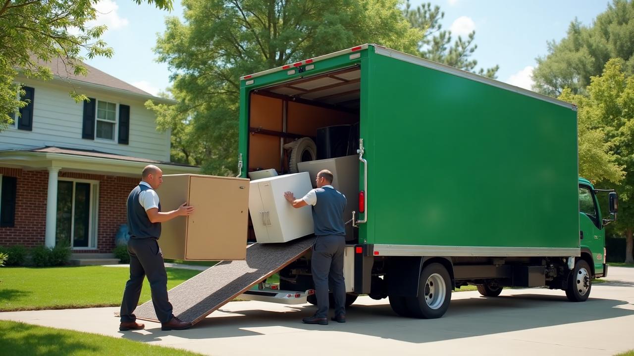 Professional junk removal team in Galt loading furniture and appliances into truck - licensed workers providing same-day service